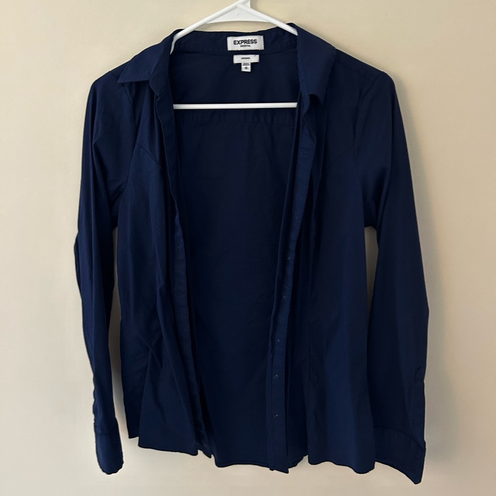 Navy express essentials button down shirt